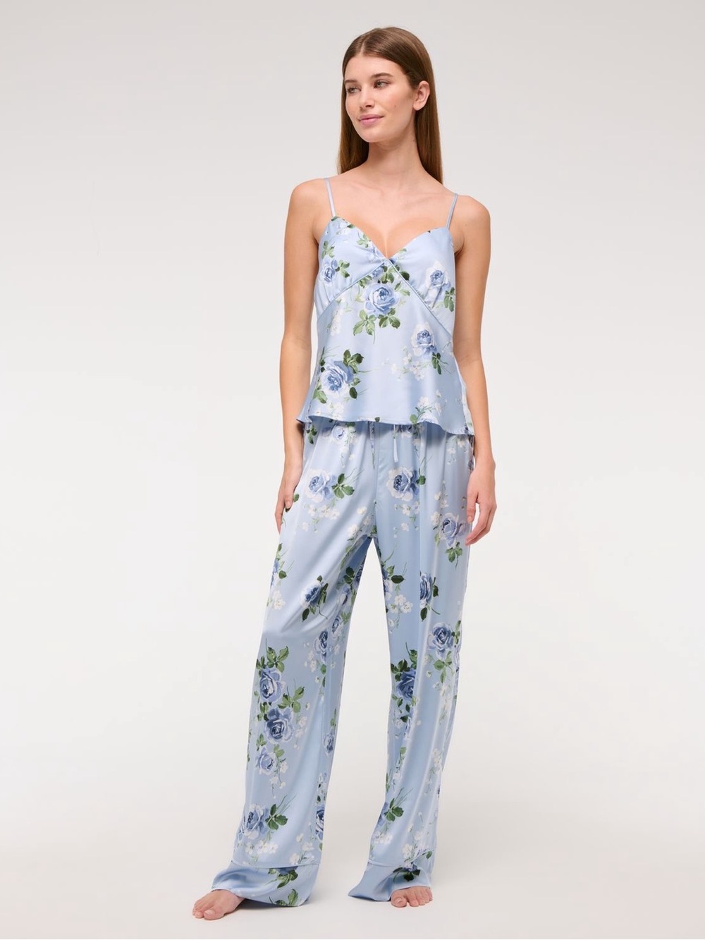 Abercrombie & Fitch Blue Floral Satin Sleep Pants XXS